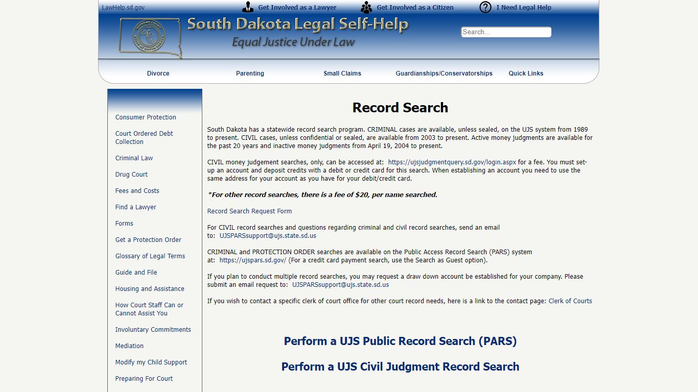 SD Law Help - Record Search